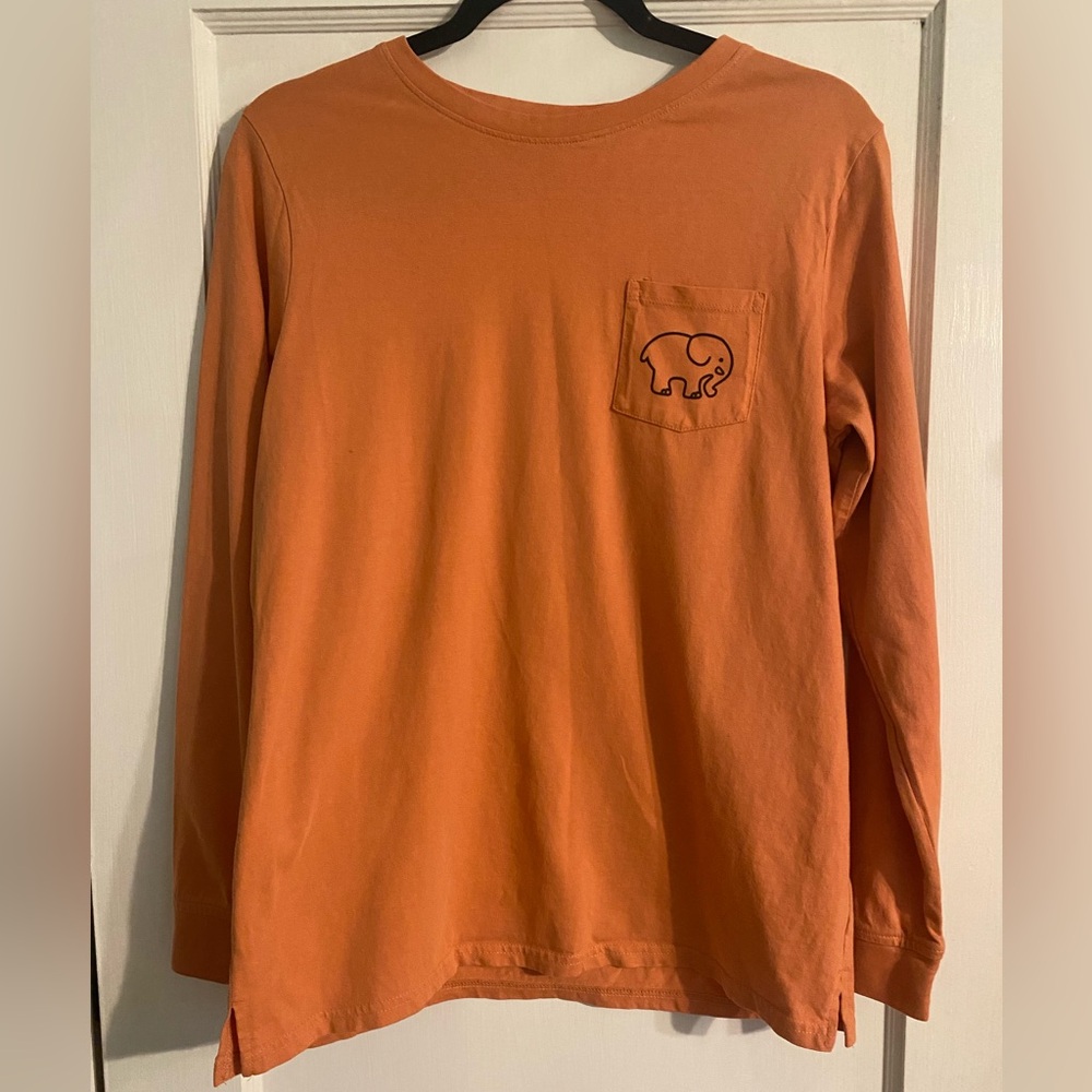 Ivory Ella Long Sleeve Tee Orange/Coral Graphic Tiger Print Organic Cotton M - Picture 6 of 11